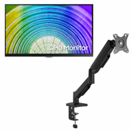 Samsung  27" LS27A600UUN QHD 2540x1440 IPS 75Hz HDR10 USB-C, DP Daisy Chain, HDMI, USB 3.0 Hub Monitor Used With MXG EMA-12 Economical Mechanical Spring Monitor Arm