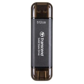 Transcend ESD310C 512GB External SSD USB 3.2 Gen2 Up to 1050 MB/s Type A and C Portable SSD with 2-in-1 Type C and Type A for iPhone iPad Android Car Audio System Sentry Mode - Iron Gray