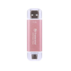 Transcend ESD310P 1TB External SSD USB 3.2 Gen2 Up to 1050 MB/s Type A and C Portable SSD with 2-in-1 Type C and Type A for iPhone iPad Android Car Audio System Sentry Mode - Pink