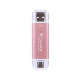 Transcend ESD310P 2TB External SSD USB 3.2 Gen2 Up to 1050 MB/s Type A and C Portable SSD with 2-in-1 Type C and Type A for iPhone iPad Android Car Audio System Sentry Mode - Pink