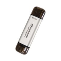 Transcend ESD310S 512GB External SSD USB 3.2 Gen2 Up to 1050 MB/s Type A and C Portable SSD with 2-in-1 Type C and Type A for iPhone iPad Android Car Audio System Sentry Mode - Silver - Image 2