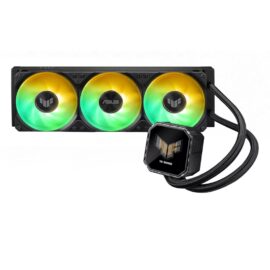 ASUS TUF Gaming LC III 360 ARGB LCD all-in-one liquid CPU cooler with pre-installed & integrated triple fans designed for high airflow and static pressure 2.8" LCD for hardware monitoring custom GIFs and MP4 video clips - Black