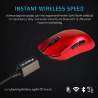 CrystalX NOVA X21 Coco Super Lightweight Design Wireless Gaming Mouse Red - Image 2