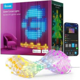 Govee Curtain Lights 2 520 LEDs Smart LED Curtain Light with DIY GIF AIGC Non-Splicable RGBIC Color Changing Holiday Lights for Indoor Outdoor Bedroom Window Decor IP65 Waterproof 4.9×6.6ft