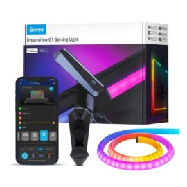 Govee DreamView G1 Gaming Light for Monitor RGBIC LED Backlight for 27-34 Inch PC Smart LED Lights for Monitors with Color Matching Adapts to Curved Monitors Double Strip Light Beads with 123 Scene Modes