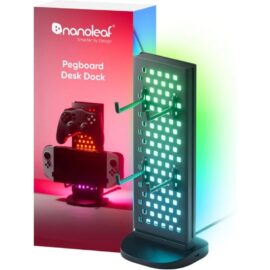 Nanoleaf Pegboard Desk Dock 3-in-1 Smart RGBIC Table Lamp with Headphone/Controller Holder Double-Sided Dynamic Lighting USB-C Dock Music & Screen Sync via Desktop App Ambient Gaming Light (Black)
