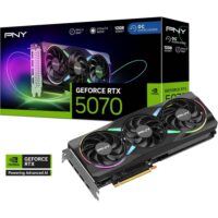 PNY GeForce RTX 5070 ARGB EPIC-X RGB OC Triple Fan Graphics Card 12GB GDDR7 192-Bit Memory 2.16 GHz Base Clock 28 Gbps Memory Speed 6144 CUDA Cores PCI-Express 5.0