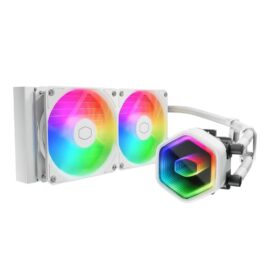 Cooler Master MasterLiquid 240 Core II White CPU Liquid Cooler Dual Chamber Pump Customizable aRGB Lighting Maintenance-Free Quiet Operation Easy Install