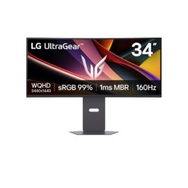 LG UltraGear 34G600A-B 34" 160Hz, WQHD Curved Gaming Monitor AMD FreeSync Premium, HDR10, Built-in Speaker, Reader Mode, HDMI 2.1, DisplayPort, Tilt/Height/Swivel Stand, Black