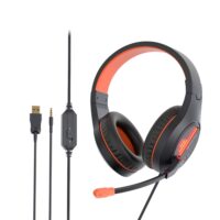 Meetion HP021 Stereo Lightweight Backlit Headset with Mic Black Orange - Image 6