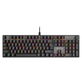 Meetion MK009 PRO Gaming Keyboards with Red Switch Hot-Swap Mechanical Keyboard with Volume Knob, 16.8M Colours & Metal Matte Panel , Full 104 Keys layout Anti-Ghosting ABS Material & Dual Colour Injection Molded Keycaps for Windows
