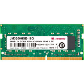 Transcend JetFlash 16GB (1x16GB) 3200MHz C22 DDR4 SO-DIMM Laptop Memory