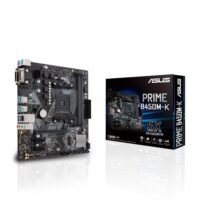 ASUS PRIME B450M-K AMD AM4 mATX motherboard with LED lighting DDR4 4400MHz M.2 SATA 6Gbps and USB 3.1 Gen 2