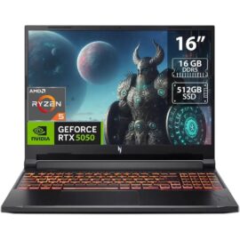 Acer Nitro V 16 AI ANV16-42-R309 Gaming Laptop AMD Ryzen 5-240 16GB DDR5 512GB SSD NVIDIA RTX 5050 8GB Graphics Backlit Keyboard 16" WUXGA IPS 180Hz Windows 11 Home Shale Black