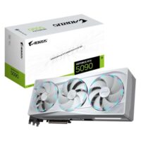 Gigabyte AORUS GeForce RTX 5090 STEALTH ICE Graphics Card 32GB GDDR7 512-Bit Memory 2655 MHz Core Clock 21760 CUDA Cores 28 Gbps Memory Clock PCI-Express 5.0 White