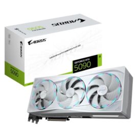 Gigabyte AORUS GeForce RTX 5090 STEALTH ICE Graphics Card 32GB GDDR7 512-Bit Memory 2655 MHz Core Clock 21760 CUDA Cores 28 Gbps Memory Clock PCI-Express 5.0 White