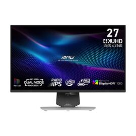 MSI MPG 274URDFW E16M Gaming Monitor 27" Rapid IPS with Mini-LED Display Up to 4K UHD Resolution 160Hz Refresh Rate 0.5ms (GtG) Response Time Adaptive-Sync White