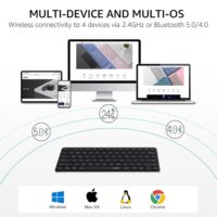 Rapoo E9050L Bluetooth Wireless Multi-Device Keyboard (4 Devices) Rechargeable Led Indicators Ultra-Thin Ergonomic Compatible with Windows iOS Android Tab Smartphones - Dark Grey - Image 7