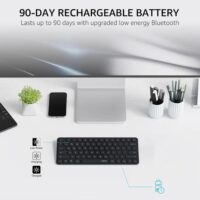 Rapoo E9050L Bluetooth Wireless Multi-Device Keyboard (4 Devices) Rechargeable Led Indicators Ultra-Thin Ergonomic Compatible with Windows iOS Android Tab Smartphones - Dark Grey - Image 2