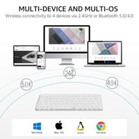 Rapoo E9050L Bluetooth Wireless Multi-Device Keyboard (4 Devices) Rechargeable Led Indicators Ultra-Thin Ergonomic Compatible with Windows iOS Android Tab Smartphones - White - Image 7