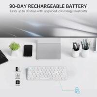 Rapoo E9050L Bluetooth Wireless Multi-Device Keyboard (4 Devices) Rechargeable Led Indicators Ultra-Thin Ergonomic Compatible with Windows iOS Android Tab Smartphones - White - Image 6