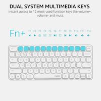 Rapoo E9050L Bluetooth Wireless Multi-Device Keyboard (4 Devices) Rechargeable Led Indicators Ultra-Thin Ergonomic Compatible with Windows iOS Android Tab Smartphones - White - Image 5
