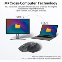Rapoo MT760L Multi-Device Wireless Mouse Bluetooth 5.0 and 2.4G Multi-Mode Connection Up to 4 Devices 11 Programmable Buttons 4K DPI 90 Days Battery Life PC Dark Grey - Image 7