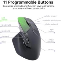 Rapoo MT760L Multi-Device Wireless Mouse Bluetooth 5.0 and 2.4G Multi-Mode Connection Up to 4 Devices 11 Programmable Buttons 4K DPI 90 Days Battery Life PC Dark Grey - Image 3