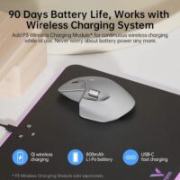 Rapoo MT760L Multi-Device Wireless Mouse Bluetooth 5.0 and 2.4G Multi-Mode Connection Up to 4 Devices 11 Programmable Buttons 4K DPI 90 Days Battery Life PC Light Grey - Image 6