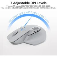 Rapoo MT760L Multi-Device Wireless Mouse Bluetooth 5.0 and 2.4G Multi-Mode Connection Up to 4 Devices 11 Programmable Buttons 4K DPI 90 Days Battery Life PC Light Grey - Image 4