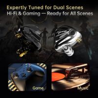 CCA Xyrra Dual Driver in-Ear Monitor Headphone 1DD+1BD HiFi IEM Earphones Wired Gaming Earbuds for Gamers Musicians With Mic,3.5mm - Black - Image 7