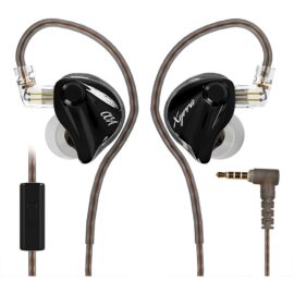 CCA Xyrra Dual Driver in-Ear Monitor Headphone 1DD+1BD HiFi IEM Earphones Wired Gaming Earbuds for Gamers Musicians With Mic,3.5mm - Black