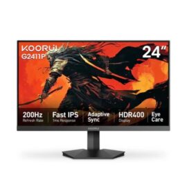 Koorui G2411P 24" 200Hz Gaming Monitor 1ms Fast IPS FHD HDR400 Display 90% DCI-P3 Color Gamut Adaptive Sync Ultra Slim Frame VESA Mountable HDMI 2.0 DP 1.4