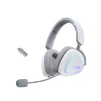 ASUS ROG Delta II (A701) Wireless Gaming Headset White BT/ROG SpeedNova 2.4GHz/3.5mm, 50mm Titanium-Plated Drivers, 10mm Super-Wideband Mic, 110HR Battery, DualFlow Audio, Compatible with PC/Switch/PS5/Xbox