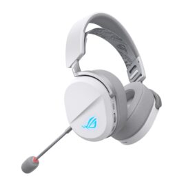 ASUS ROG Pelta (A501) Wireless Gaming Headset, White BT/ROG SpeedNova 2.4GHz/USB-C, Lightweight 309g, 50mm ROG Titanium-Plated Drivers, 10mm Super-Wideband Mic, RGB, 70HR Battery, Compatible with PC/Switch/PS5