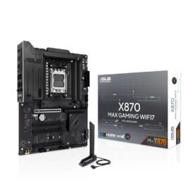 ASUS X870 MAX GAMING WIFI7 AM5 ATX Motherboard AMD X870 Chipset 4x DDR5 DIMM Slots Up to 256GB Max Memory 1x PCIe 5.0 x16 3x M.2 Slots Wi-Fi 7 & Bluetooth v5.4