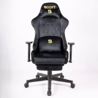 Boost Ascend Ergonomic Chair Upholstery Suede Fabric With Footrest Black - Image 2