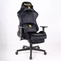 Boost Ascend Ergonomic Chair Upholstery Suede Fabric With Footrest Black