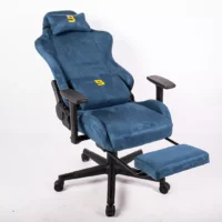 Boost Ascend Ergonomic Chair Upholstery Suede Fabric With Footrest Blue - Image 3