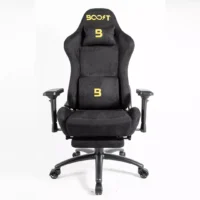 Boost Dominion Ergonomic Chair Upholstery Suede Fabric With Footrest Black - Image 2
