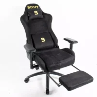Boost Dominion Ergonomic Chair Upholstery Suede Fabric With Footrest Black - Image 5