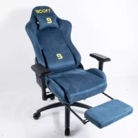 Boost Dominion Ergonomic Chair Upholstery Suede Fabric With Footrest Blue - Image 4