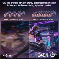 KOORUI G2511X 24.5" 240hz Gaming Monitor FHD 1080p, IPS Panel, 1ms Response Time, Adaptive sync 3-Sided Frameless,Ultra Slim,VESA,DP HDMI - Image 6