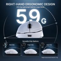 ATTACK SHARK V8 Ultra-Light Ergonomic Wireless Gaming Mouse - White - Image 7