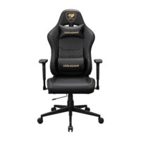 Cougar Pryme Premium Ergonomic Gaming Chair – PVC Leather Adjustable Seat Depth, Head & Lumbar Pillow - Gold
