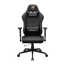 Cougar Pryme Premium Ergonomic Gaming Chair – PVC Leather Adjustable Seat Depth, Head & Lumbar Pillow - Gold