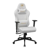 Cougar Pryme Premium Ergonomic Gaming Chair – PVC Leather Adjustable Seat Depth, Head & Lumbar Pillow - White - Image 2
