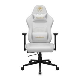 Cougar Pryme Premium Ergonomic Gaming Chair – PVC Leather Adjustable Seat Depth, Head & Lumbar Pillow - White
