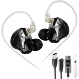 KZ AXAS USB-C Gaming Earbuds with Dual Mic AI Noise Cancellation – HiFi DSP Gaming IEM, 10Hz–20kHz, 4 EQ Modes, Detachable 2-Pin Cable