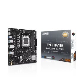 ASUS PRIME A620AM-K-CSM Micro-ATX Motherboard – AMD A620A, AM5, DDR5, PCIe 4.0, DisplayPort, HDMI, 1Gb LAN